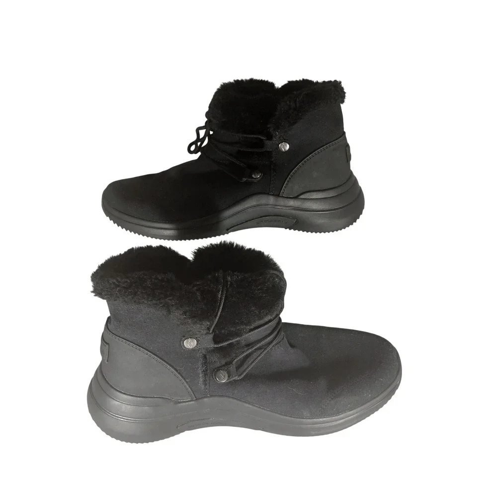 Skechers‎ On-the-GO Joy Boots 9 Black Faux Fur Suede Winter Cozy Gorpcore 144271